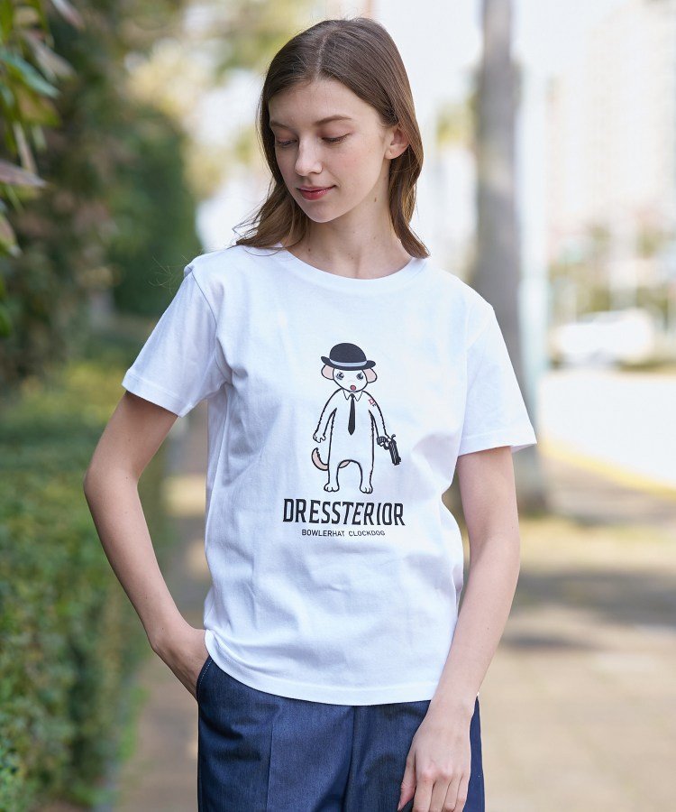 【EC/ルクア大阪店限定】ボーラーハットクロックドッグTシャツ ドレステリア トップス カットソー・Tシャツ ホワイト