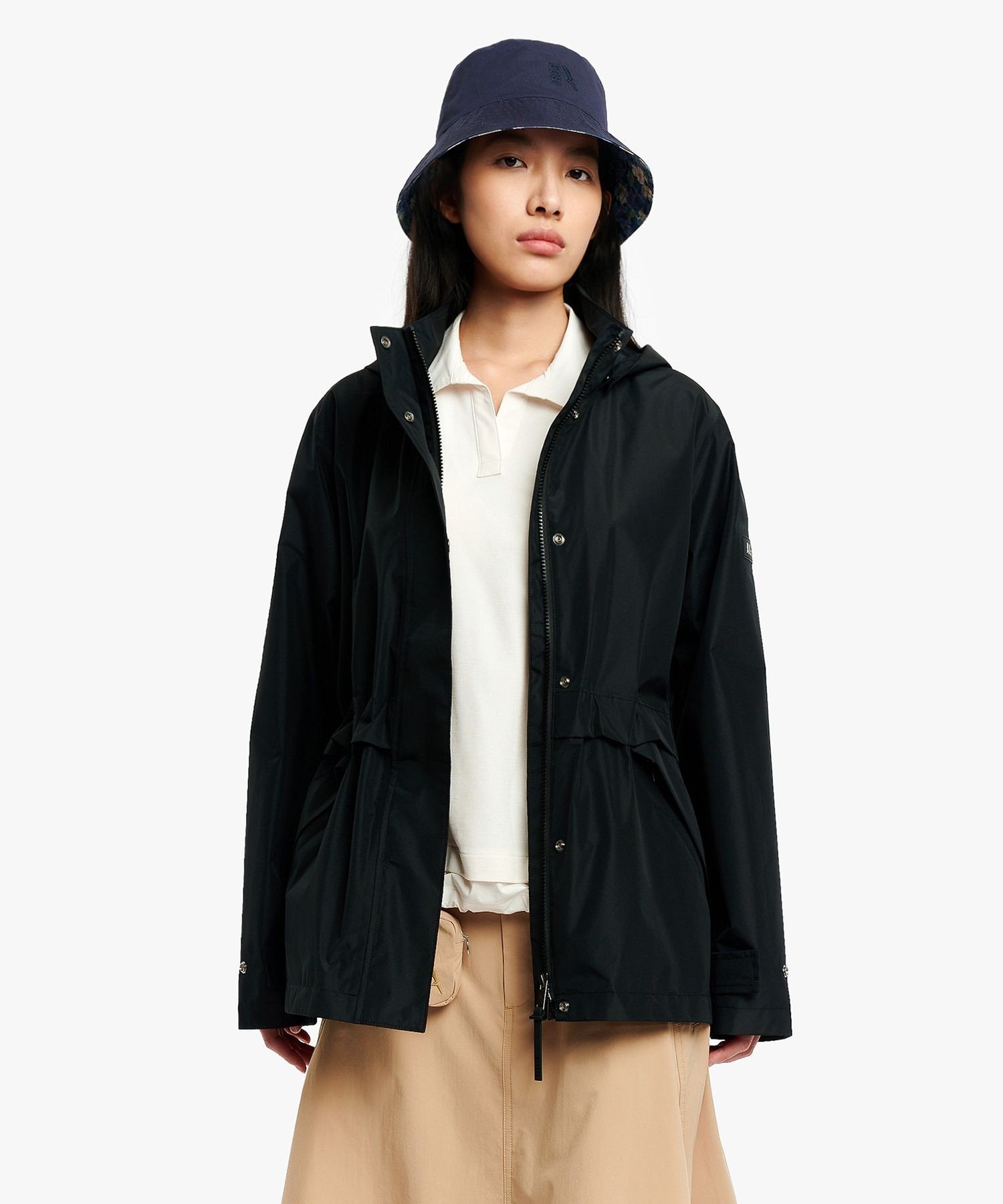 GORE-TEX ゴアテックス 防水 透湿 防風 2レイヤー ミドル丈ジャケット / フード取り外し可 エーグル ジャケット・アウター マウンテンパーカー ブラック ベージュ