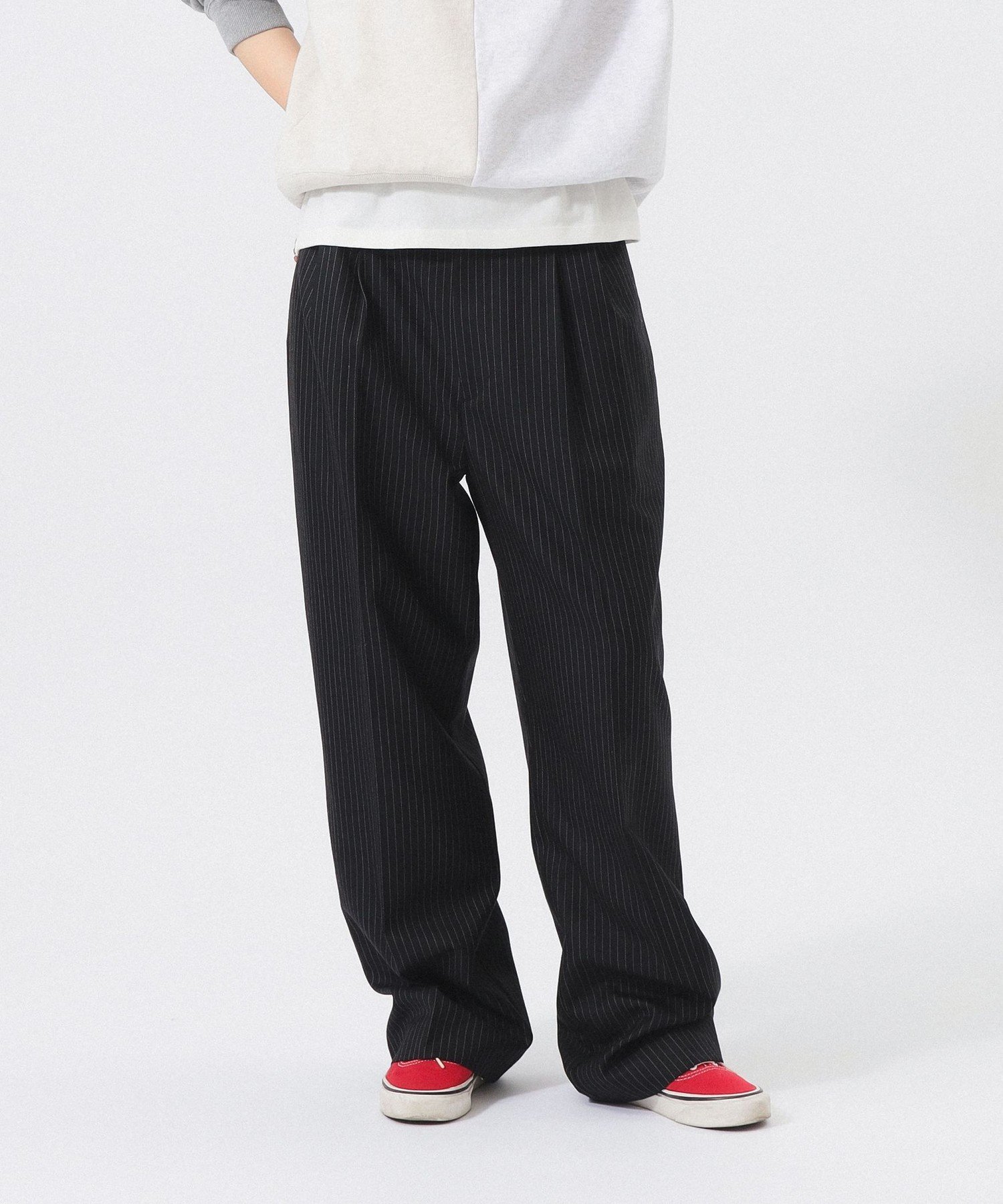 BEAMS BOY ピンストライプ スラックス ビームス ウイメン パンツ スラックス・ドレスパンツ ブラック【送料無料】