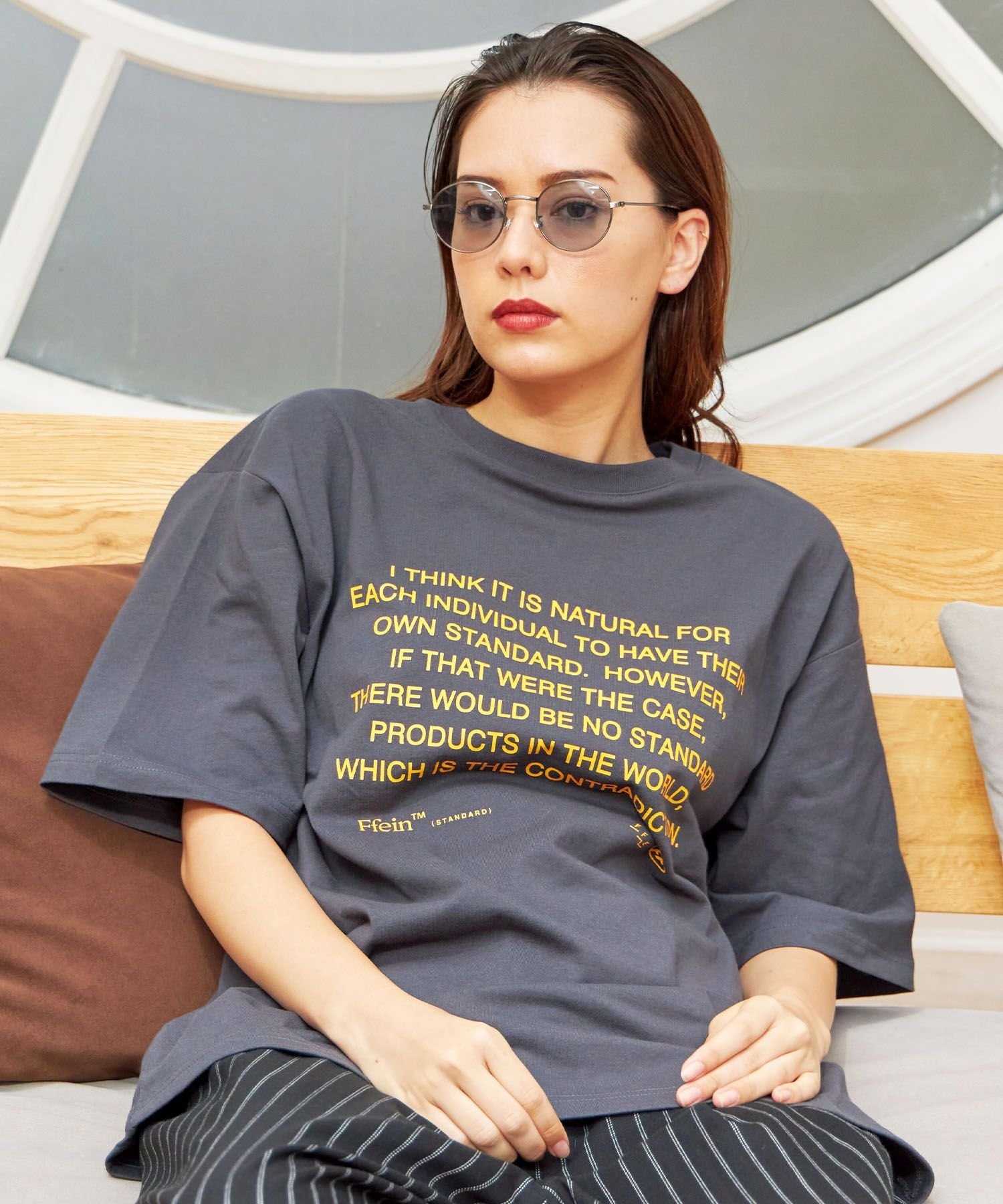 FFEIN 【FFEIN(フェイン)】メッセージPT TEE / Tシャツ クルーネック 半袖 プリント メッセージロゴ ナバル トップス カットソー・Tシャツ グレー ブルー ブラック ネイビー ホワイト