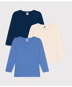 【SALE/10%OFF】PETIT BATEAU 長袖Tシャツ3枚組 プチバトー インナー・ルームウェア その他のインナー・ルームウェア【送料無料】