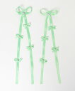WEGO LADY'S ビジューポイントリボンヘアクリップ2P ウィゴー ファッション雑貨 その他のファッション雑貨 ピンク オレンジ パープル ホワイト ブラ...