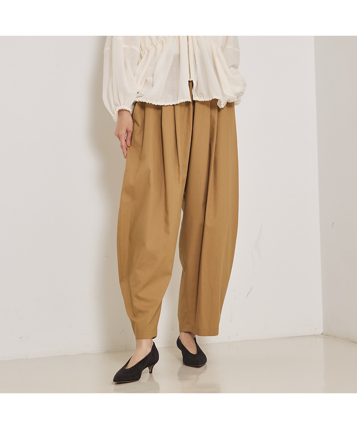 qualite ダンプバレルパンツ カリテ パンツ その他のパンツ ネイビー ベージュ【送料無料】のサムネイル