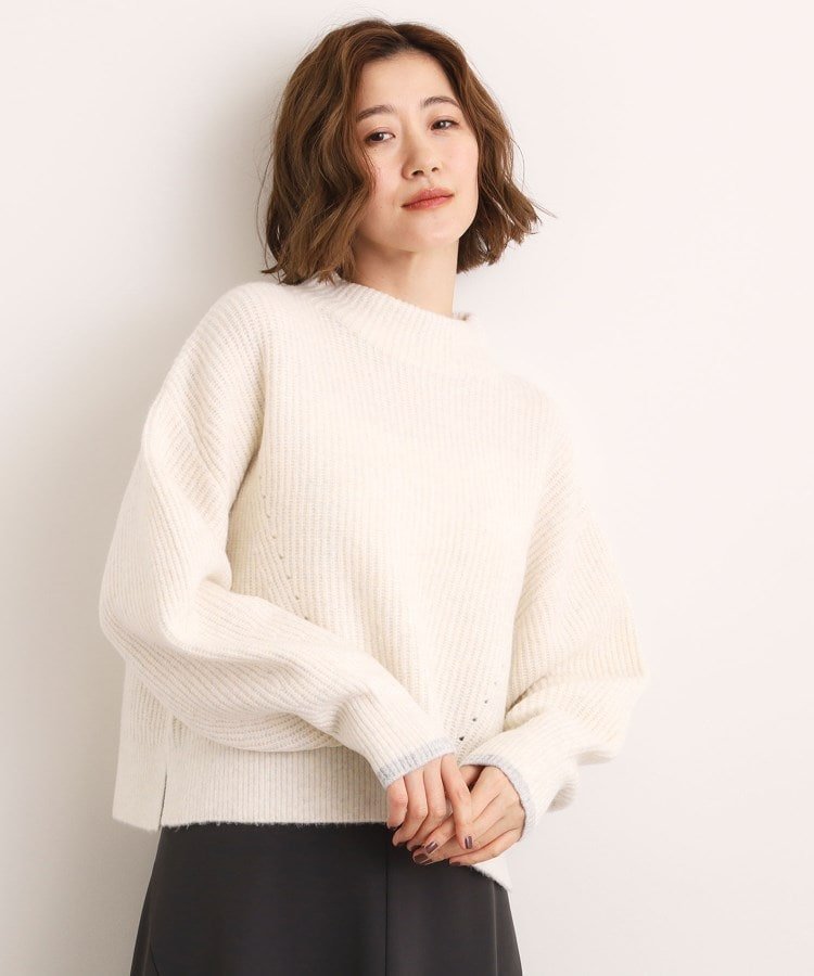 grove 【洗える】ふんわりウール混ボトルネックニット グローブ トップス ニット ブルー ホワイト ピンク ベージュ【送料無料】のサムネイル