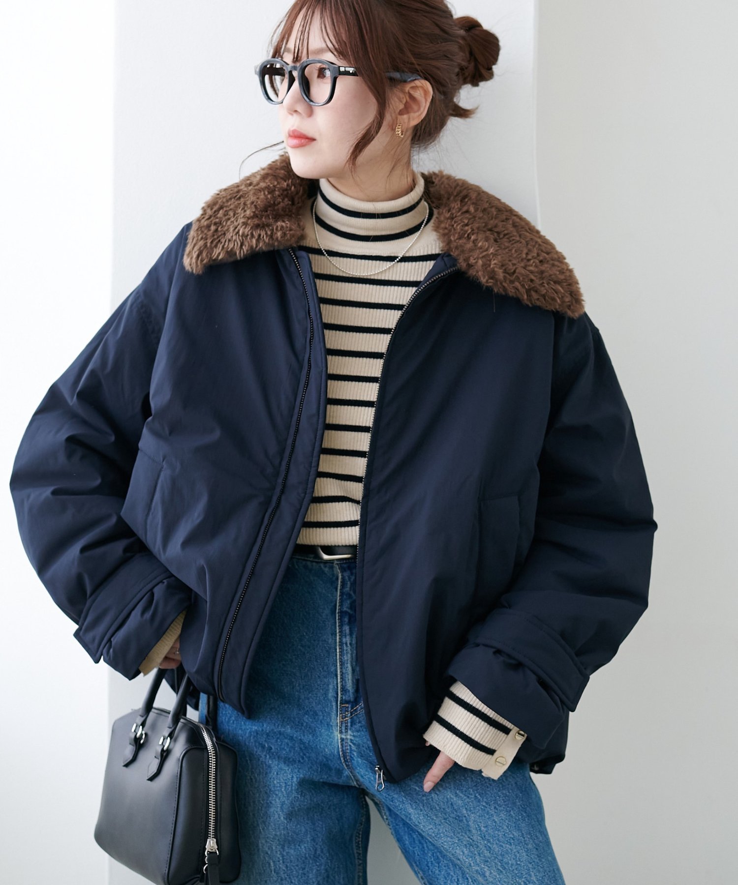 Discoat 【ファー取り外し可能】ファー衿ナイロンブルゾン ディスコート ジャケット・アウター ブルゾン・ジャンパー ホワイト ネイビー【送料無料】のサムネイル