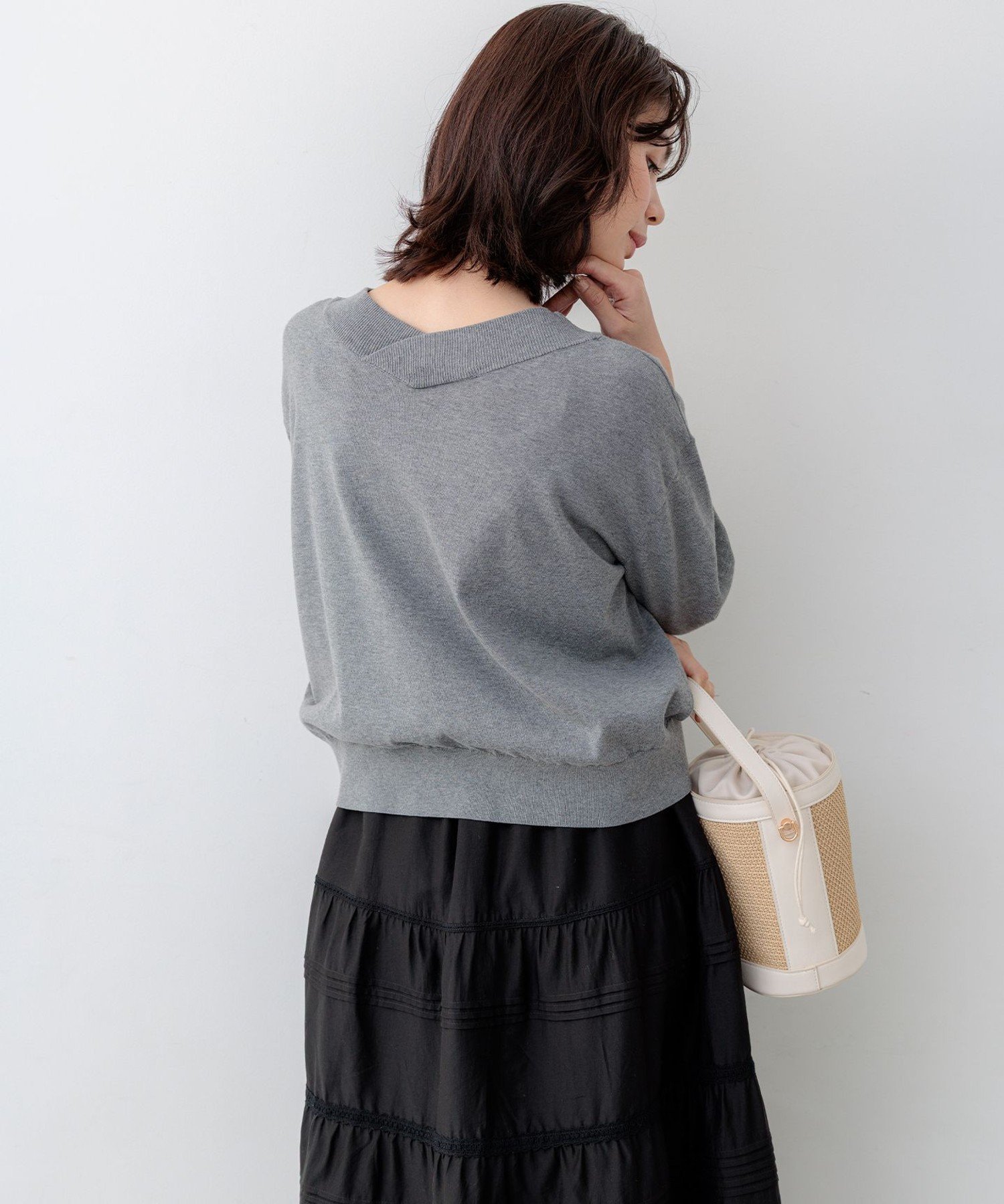 組曲 【WEB限定】コットンニット プルオーバー クミキョク トップス ニット グリーン ベージュ