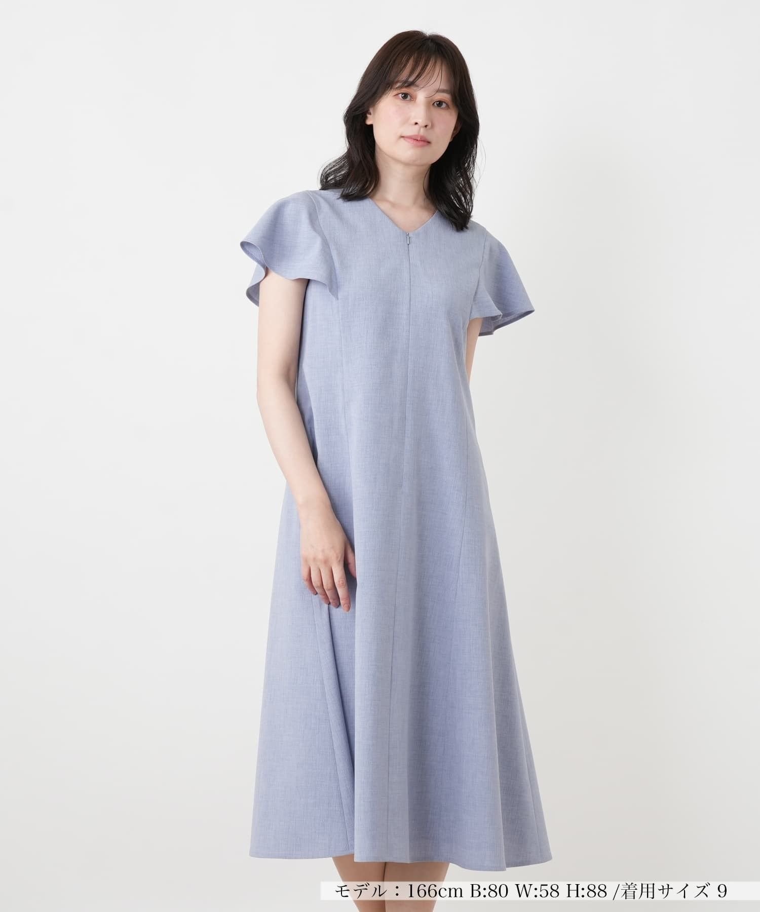 【SALE／50%OFF】Leilian Vネックフレアワンピース レリアン ワンピース・ドレス ワンピース ネイビー【送料無料】
