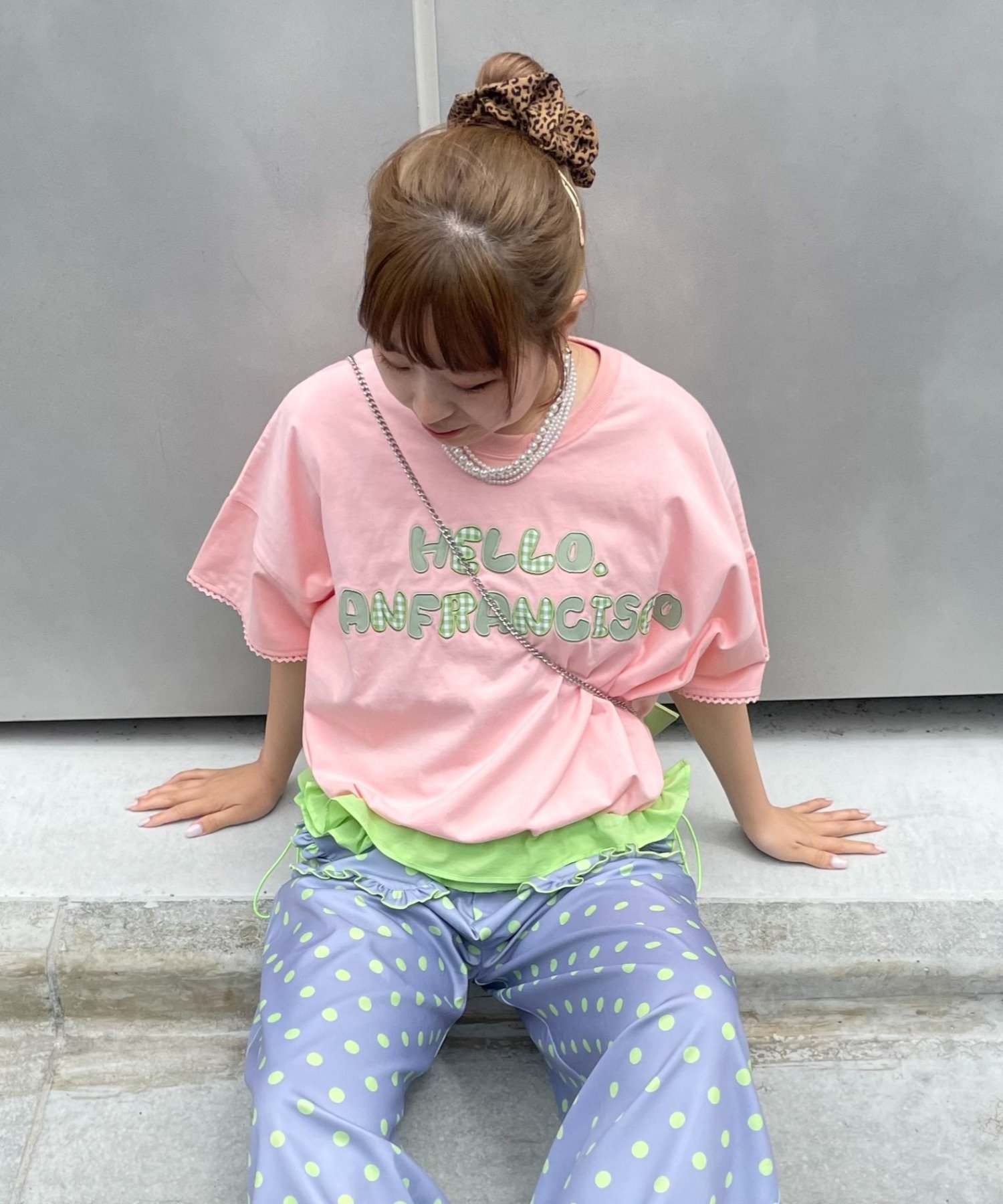 【HELLO.SANFRANCISCO】裾フリルドロストTシャツ チャオパニックティピー トップス カットソー・Tシャツ ピンク ホワイト イエロー