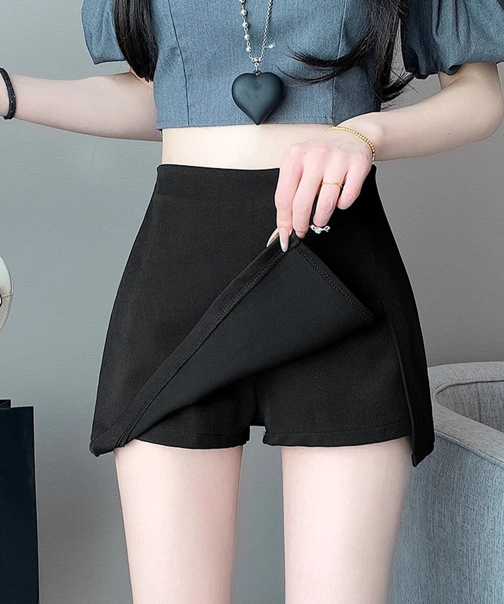 miniministore ハイウエストスカパン美脚ミニ丈キュロット ミニミニストア パンツ キュロット グレー ブラック