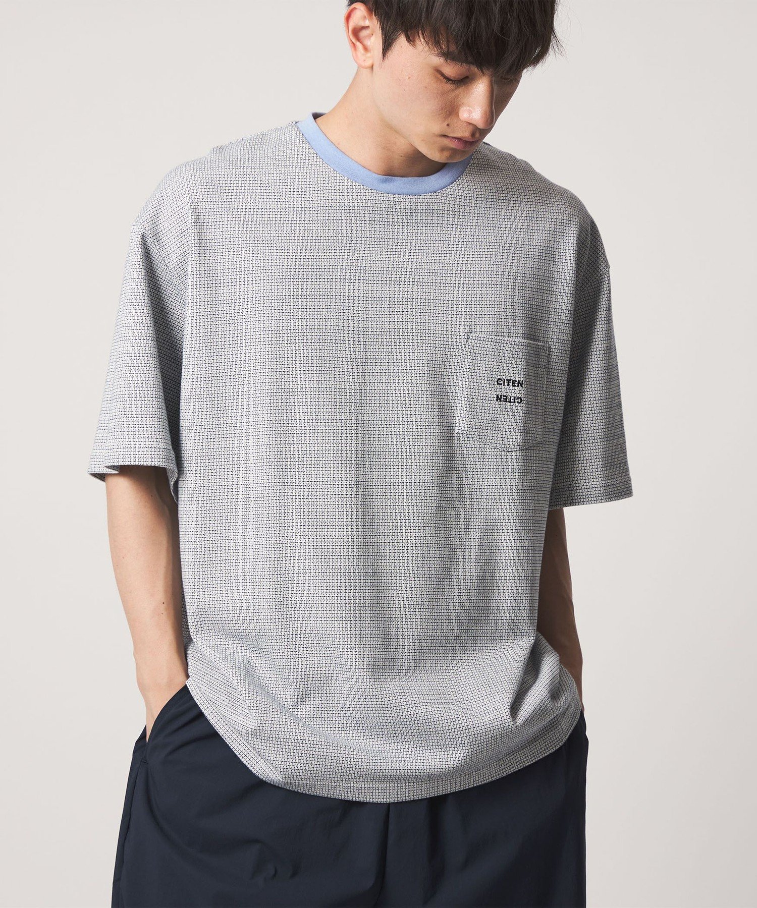 ＜CITEN＞ ジャカードリンガーポケットT シテン トップス カットソー・Tシャツ ブラウン グレー