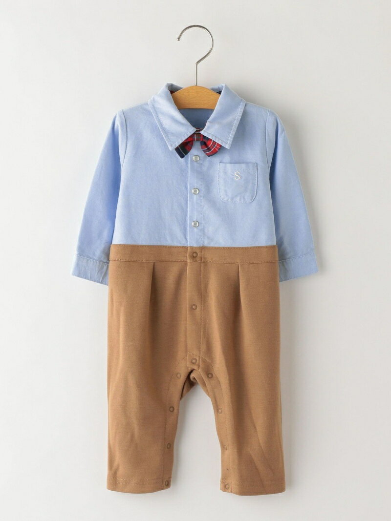 【SALE／50%OFF】SHIPS KIDS SHIPS KIDS:蝶ネクタイ ロンパース シップス マタニティウェア・ベビー用品 ロンパース・カバーオール ベージュ ネイビー【送料無料】のサムネイル