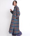 【SALE／25 OFF】RNA-N D1566 BIG CHECKワークシャツワンピース アールエヌエーエヌ ワンピース ドレス シャツワンピース ブルー ブラウン【送料無料】