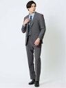TAKA-Q 【24AW】 ストレッチウォッシャブル レギュラーフィット 2ボタン2ピーススーツ 無地グレー メンズ セットアップ ジャケット ビジネス カジュ...