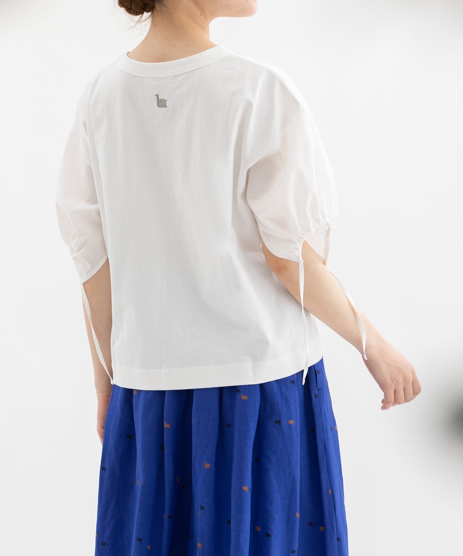 nop de nod USコットン布帛袖カットソー プードゥードゥー トップス カットソー・Tシャツ ブラック ホワイト