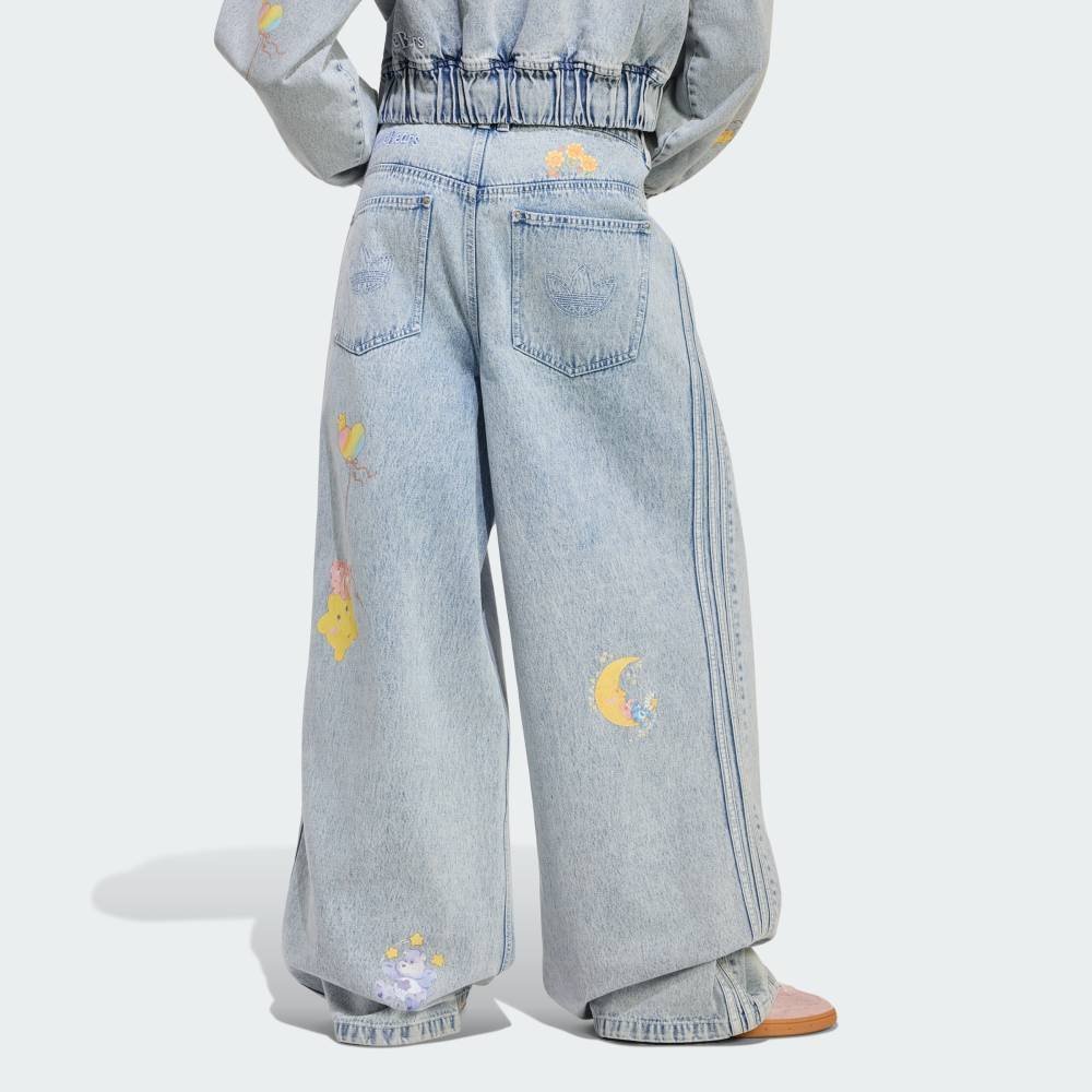 【公式】アディダス adidas 返品可 アディダス ケアベア ハイライズ ワイドレッグ デニム パンツ アディダス パンツ その他のパンツ ブルー