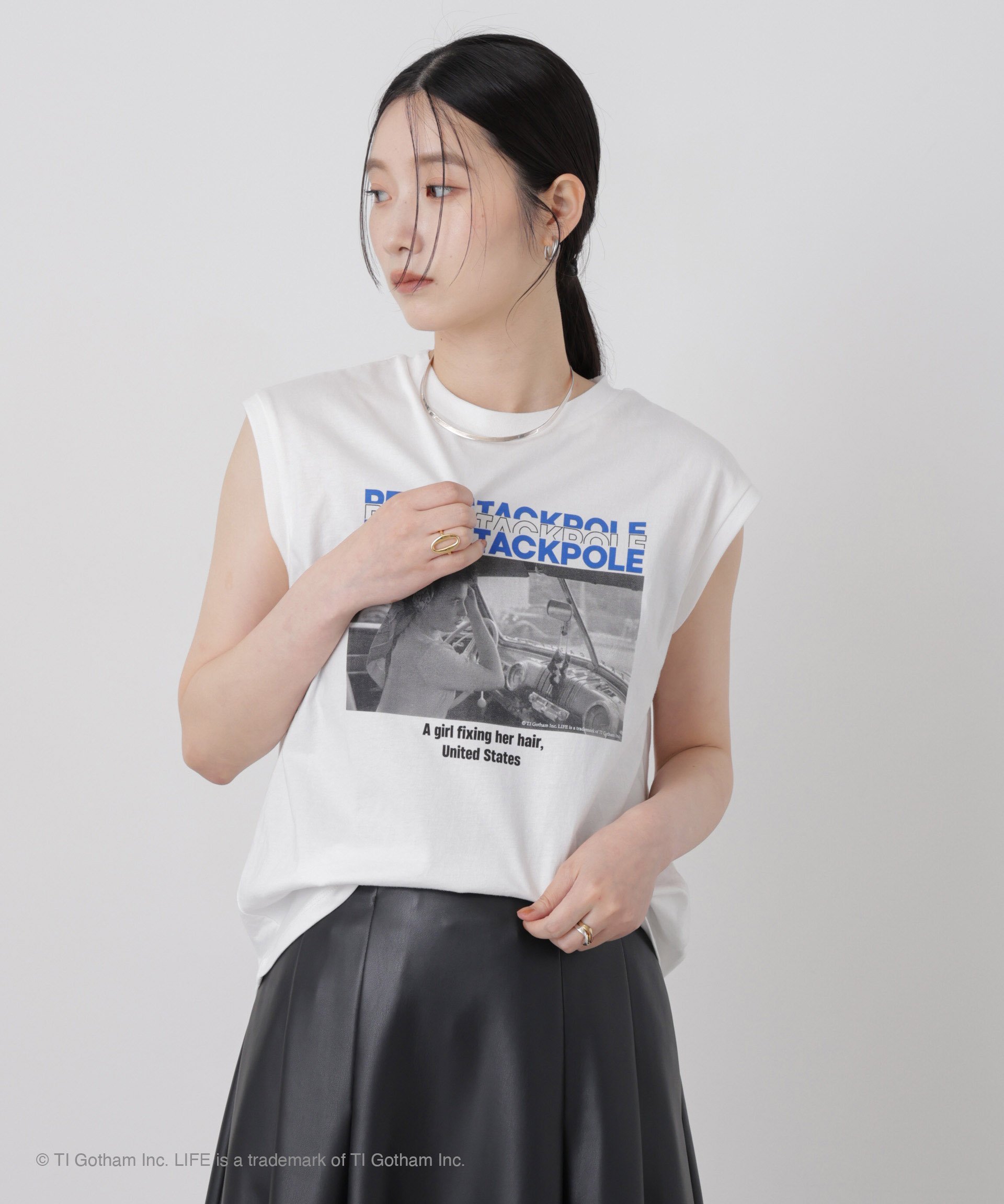 NANO universe GOOD ROCK SPEED/LIFE PICTURE COLLECTION French sleeve White ナノユニバース トップス カットソー・Tシャツ ホワイト