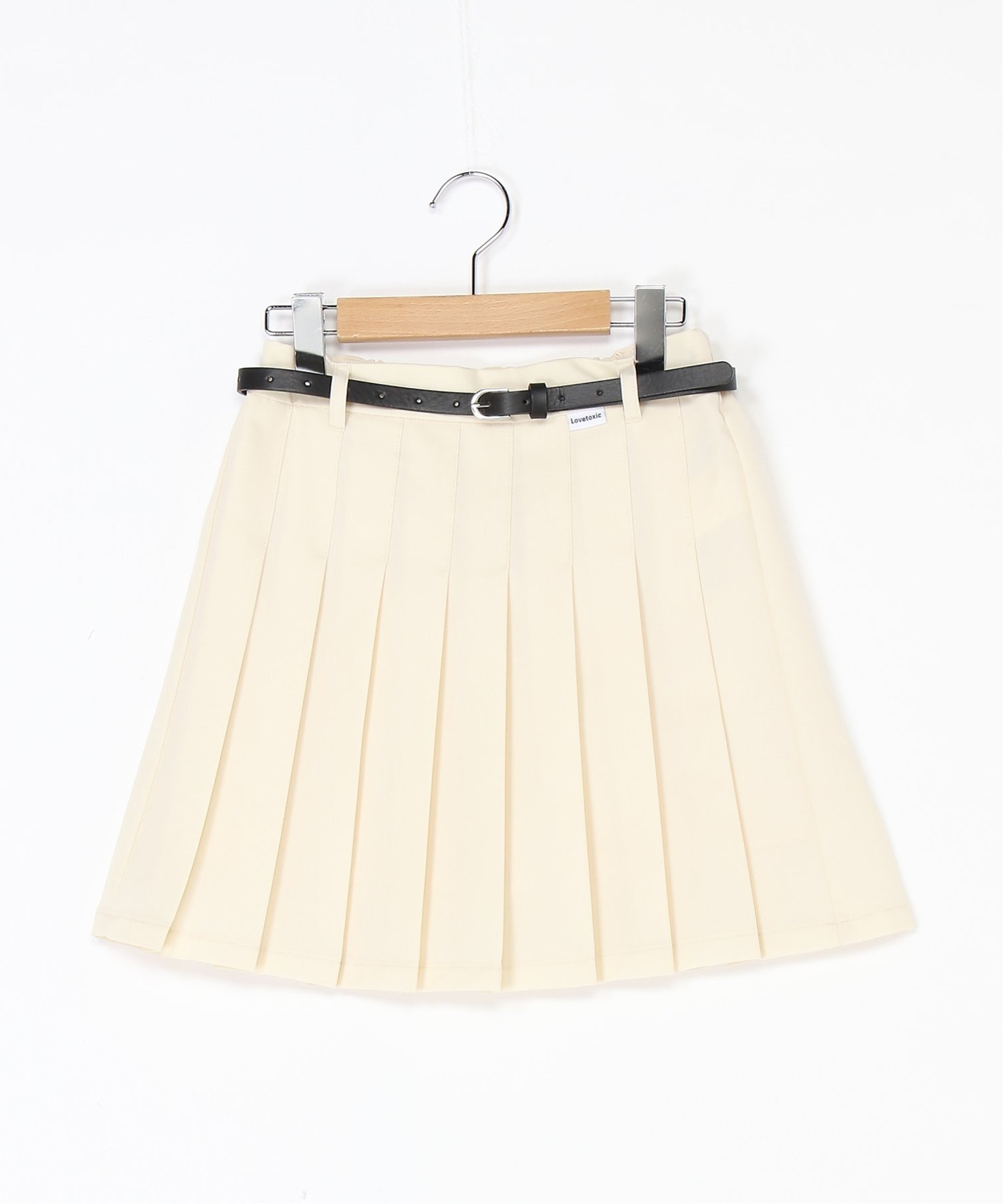 【SALE／20%OFF】LOVETOXIC ベルト付無地プリーツスカパン ナルミヤオンライン スカート ミニスカート ホワイト ブラック グレー ブルーのサムネイル