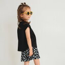 branshes 【プチプラ】デイジー柄プリントセットアップ ブランシェス トップス ノースリーブ・タンクトップ ホワイト ブラック ピンク
