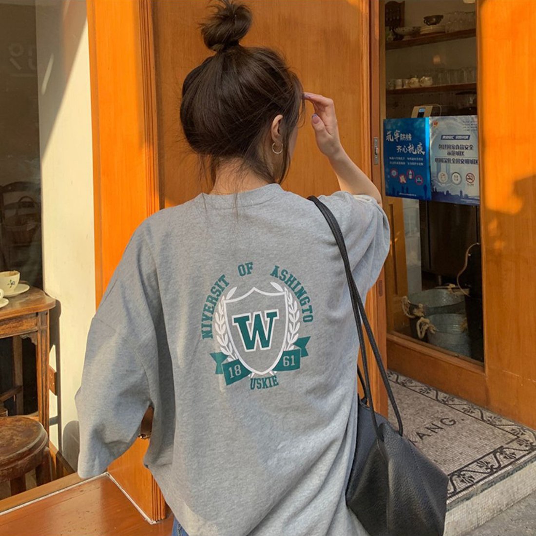 maison de LATIR ルーズプリントTシャツ メゾンドラティール トップス カットソー・Tシャツ ピンク ホワイト グレー