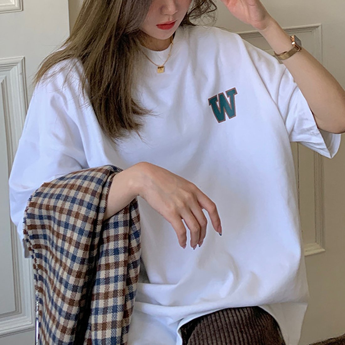 maison de LATIR ルーズプリントTシャツ メゾンドラティール トップス カットソー・Tシャツ ピンク ホワイト グレー