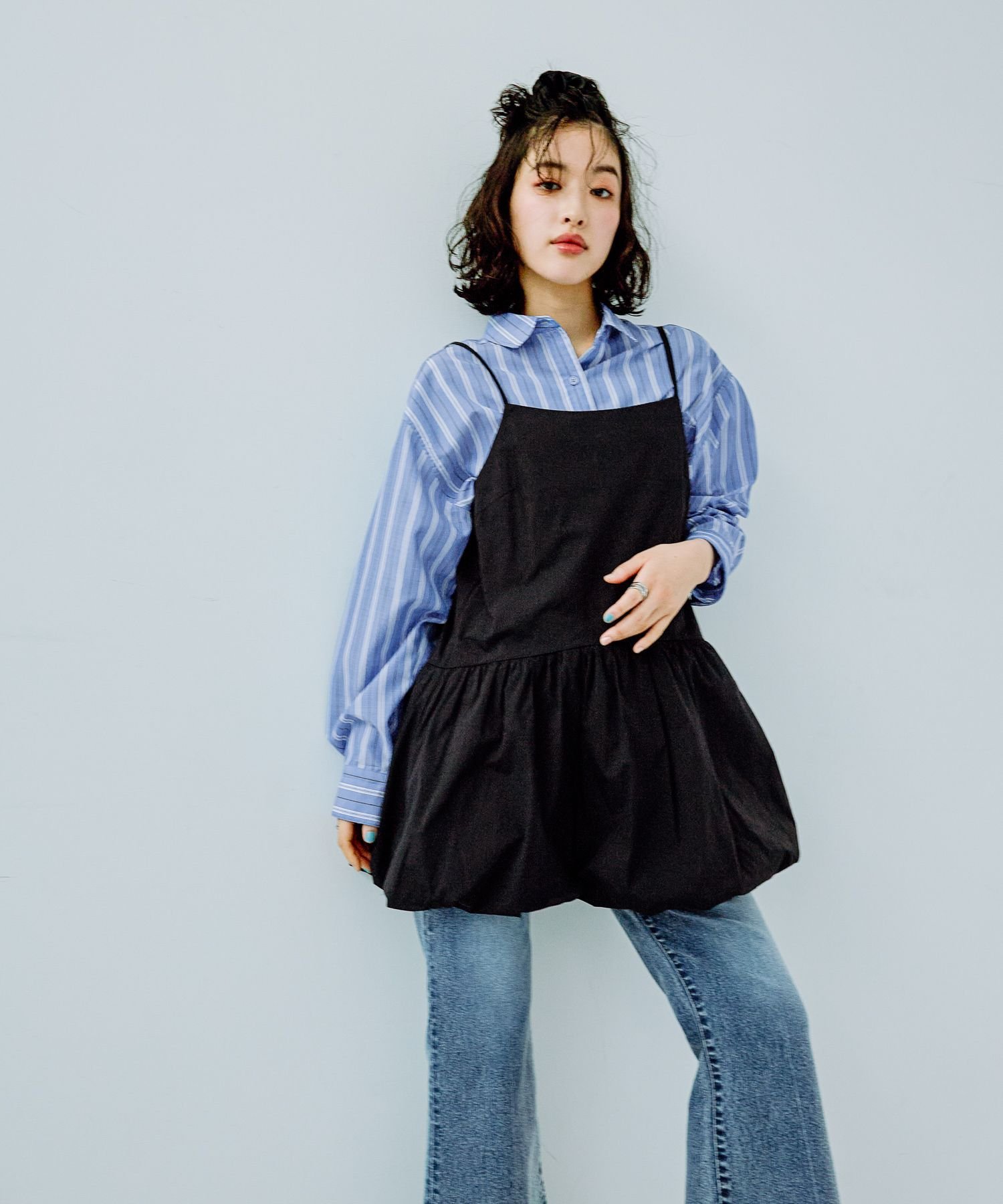 【SALE／30%OFF】LEPSIM バルーンキャミチュニック レプシィム ワンピース・ドレス チュニック グレー ブラック【送料無料】