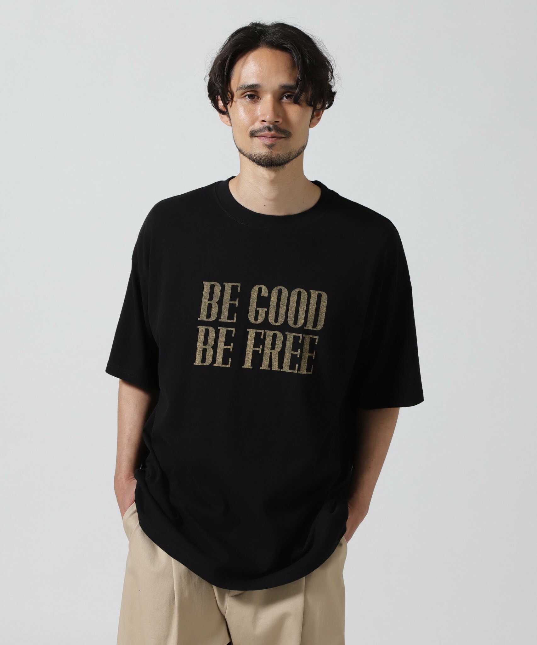 【SALE/30%OFF】B'2nd REMI RELIEF(レミレリーフ) 別注20/-天竺BIG T(BE FREE) ビーセカンド トップス カットソー・Tシャツ ブラック【送料無料】