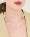 Phoebe 【金属アレルギー対応】クラシカルパール*チェーン2連ネックレス ジュエルアディクト アクセサリー・腕時計 ネックレス ホワイト