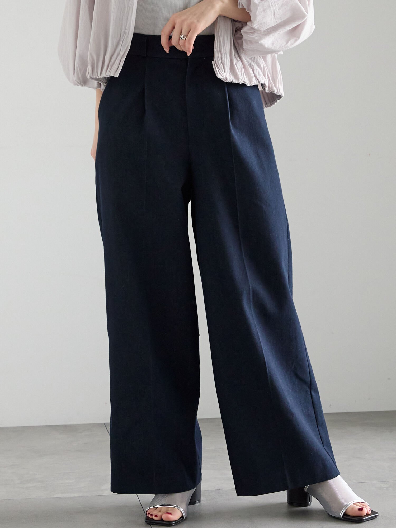 【SALE／40%OFF】Te chichi デニムライクワイドパンツ(セットアップ可)《2025summer catalog item》 テチチ パンツ その他のパンツ ネイビー【送料無料】のサムネイル