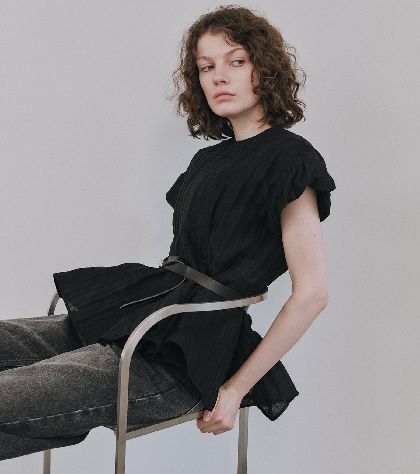 LE CIEL BLEU ジャカードペプラムトップ / Jacquard Peplum Top ルシェルブルー トップス シャツ・ブラウス ホワイト ブラック