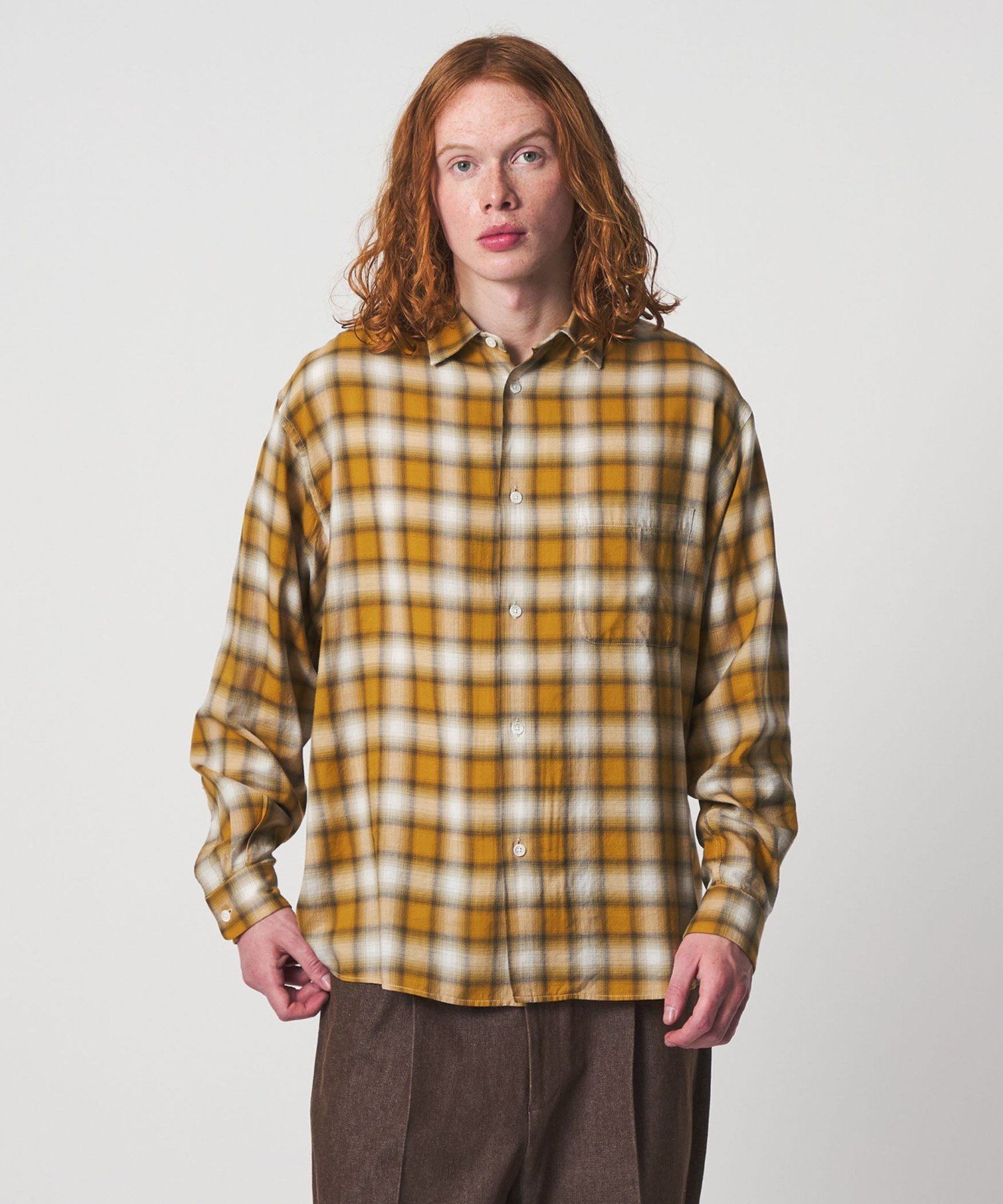 & SONS ＜UNITED ARROWS & SONS＞ OMBRE CHECK REG SHIRT/シャツ ユナイテッドアローズ トップス シャツ・ブラウス イエロー ブラック