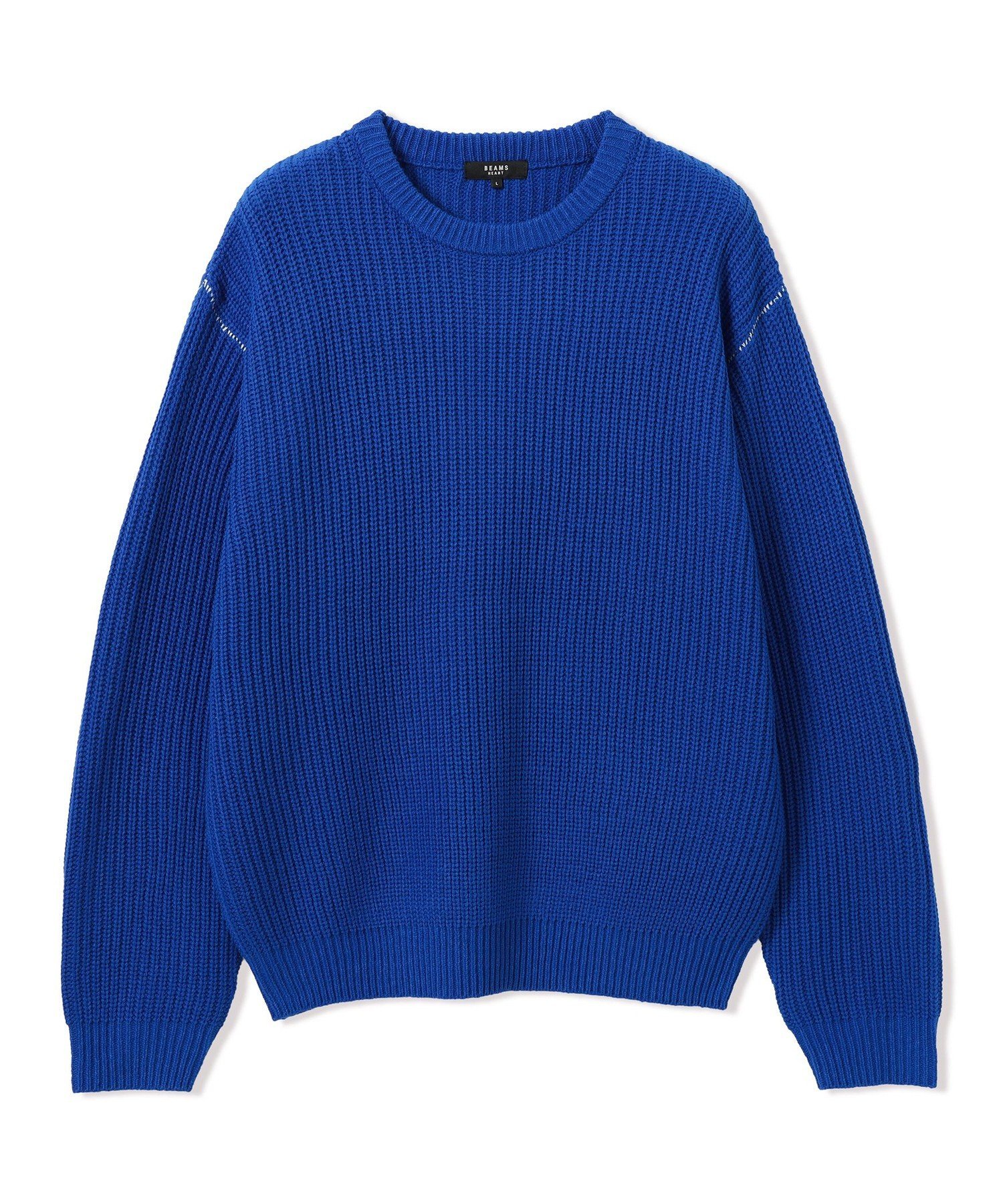 BEAMS HEART MEN カタアゼ クルーネック ニット ビームス ハート トップス ニット ブルー ブラウン ホワイト【送料無料】