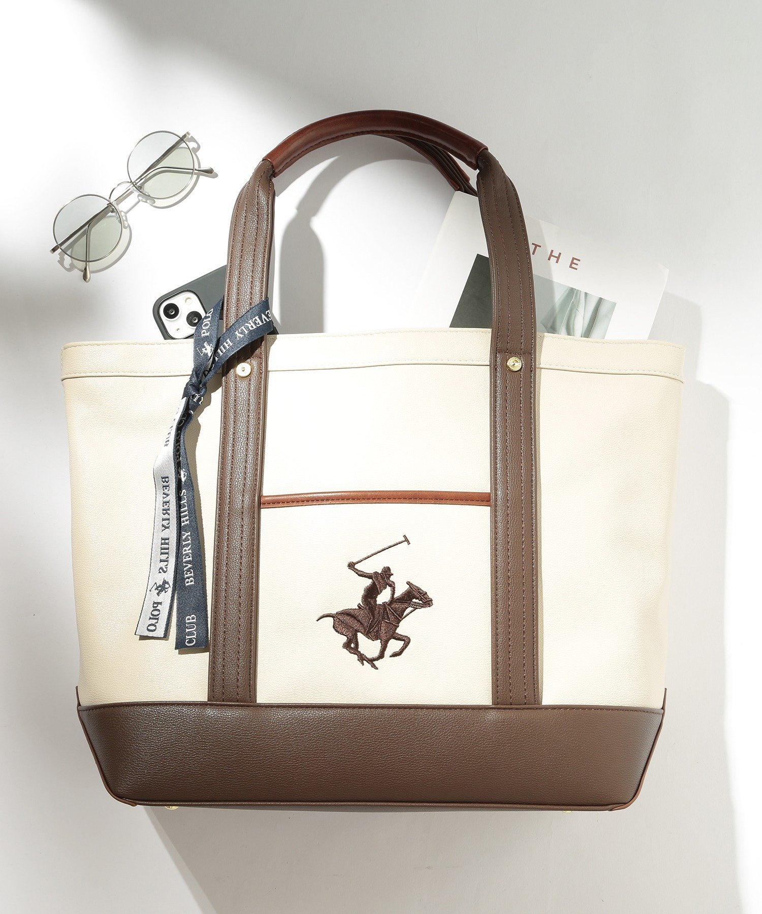 【SALE／57%OFF】BEVERLY HILLS POLO CLUB BEVERLY HILLS POLO CLUB/ポロPUトートバッグ BH2008N セットアップセブン バッグ トートバッグ ピンク グレー ブラック ブラウン【送料無料】