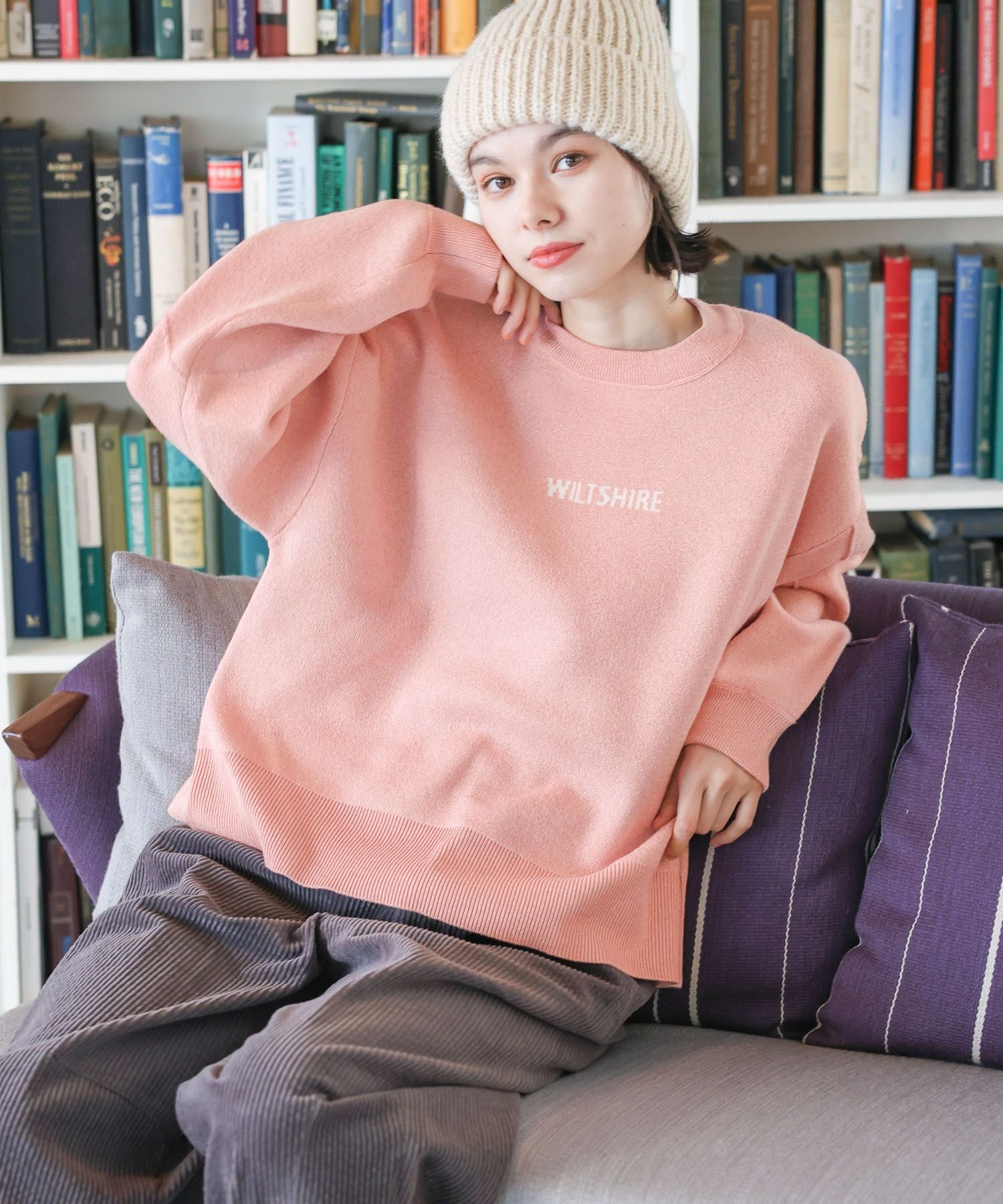 【SALE／40%OFF】niko and ... スウェットライクラメニットプルオーバー ニコアンド トップス ニット ピンク シルバー グリーン