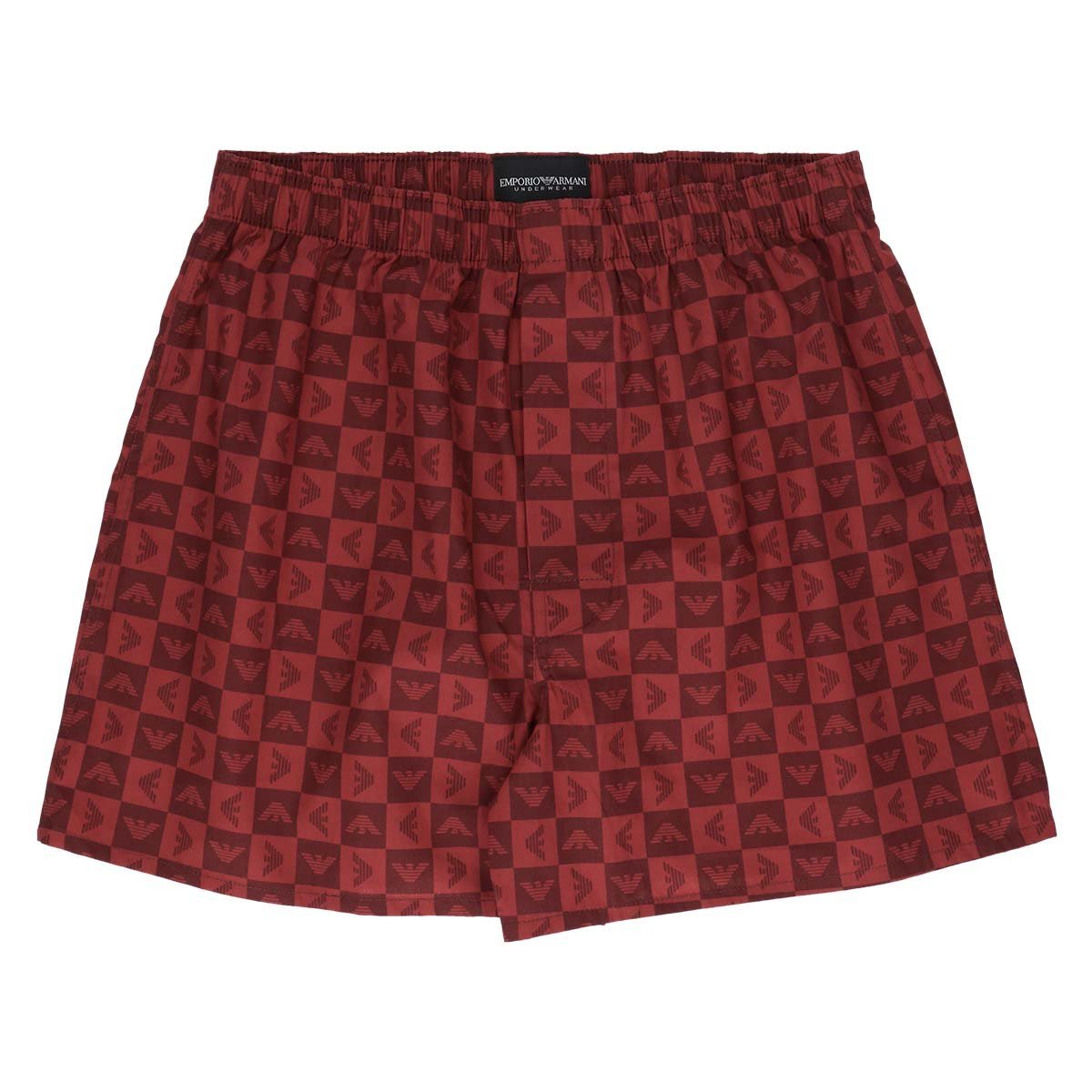 EMPORIO ARMANI EMPORIO ARMANI CHECKERED EAGLE コットン トランクス 前開き 日本サイズ ナイガイ インナー・ルームウェア ボクサーパンツ・トランクス ネイビー【送料無料】