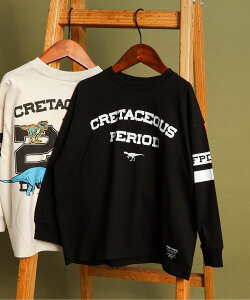 BREEZE 【リンク】福井県立恐竜博物館コラボ ナンバーロンT(キッズ) エフオーオンラインストア トップス カットソー・Tシャツ ホワイト ブラック