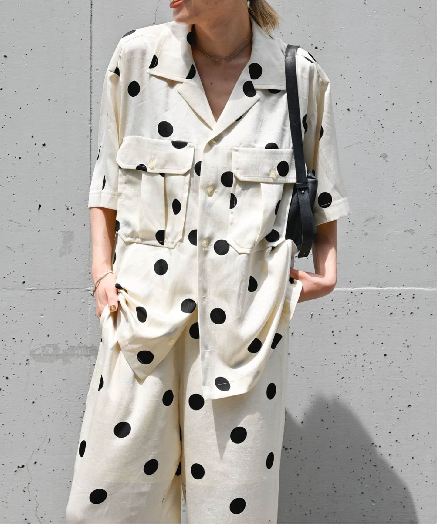 【SALE／30%OFF】OUTDOOR PRODUCTS Usual Things ドットプリント WORK SHIRT セットアップ対応可 アウトドアプロダクツユージュアルシングス トップス シャツ・ブラウス ホワイト【送料無料】のサムネイル