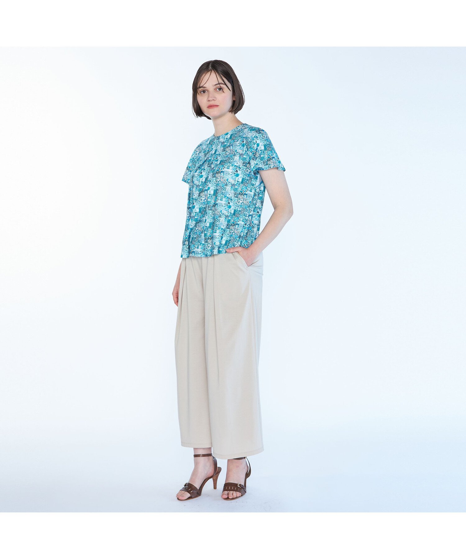 【SALE／43%OFF】SCAPA Liberty Printアーカイブフリル袖カットソー スキャパ トップス カットソー・Tシャツ イエロー グリーン【送料無料】