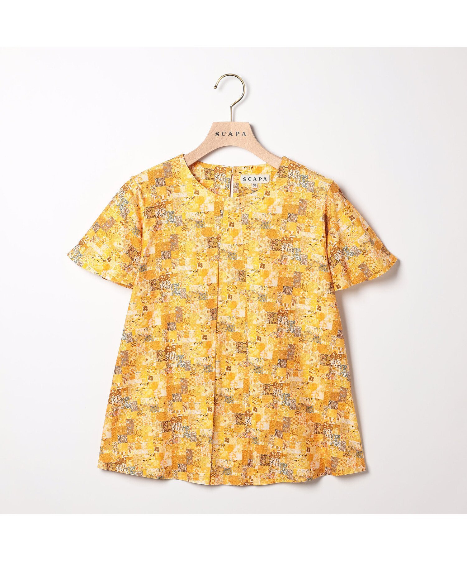 【SALE／43%OFF】SCAPA Liberty Printアーカイブフリル袖カットソー スキャパ トップス カットソー・Tシャツ イエロー グリーン【送料無料】