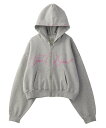 X-girl PENCIL SCRIPT LG EMBROIDERED ZIP SWT HD エックスガール トップス パーカー・フーディー ブラック グレー ...