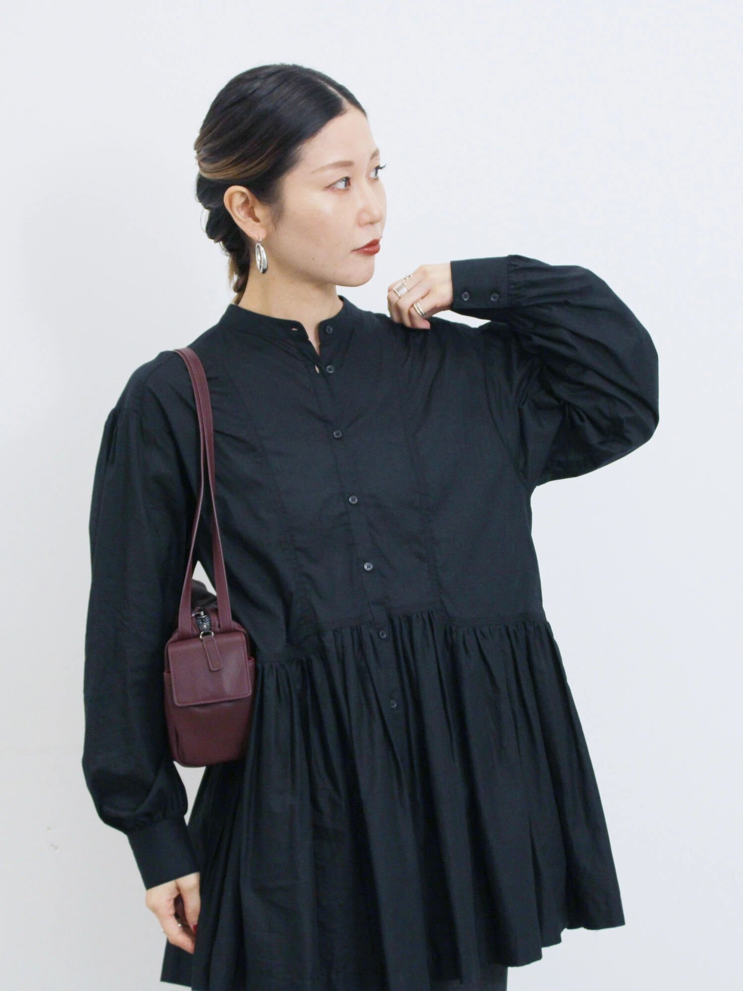 Samansa Mos2 blue 切り替えギャザーチュニックブラウス サマンサモスモス トップス シャツ・ブラウス ブラック ブルー グレー【送料無料】のサムネイル