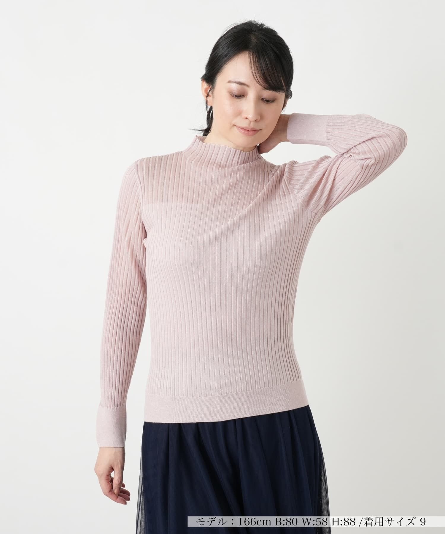 【SALE／27%OFF】Leilian ハイネックラメニット【BOURGE】 レリアン トップス ニット ピンク ブラック ホワイト【送料無料】
