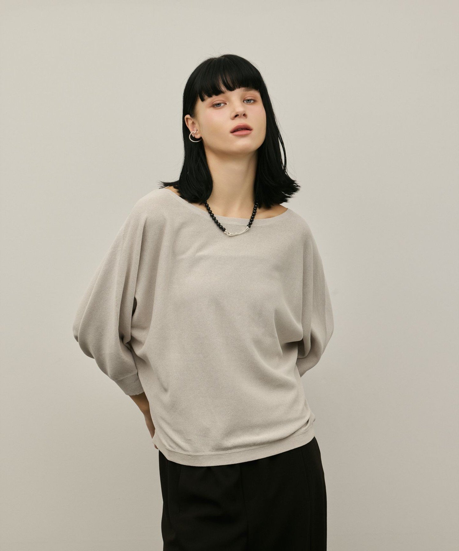 ドルマンニットトップ グレースコンチネンタル トップス カットソー・Tシャツ ブラック グレー オレンジ