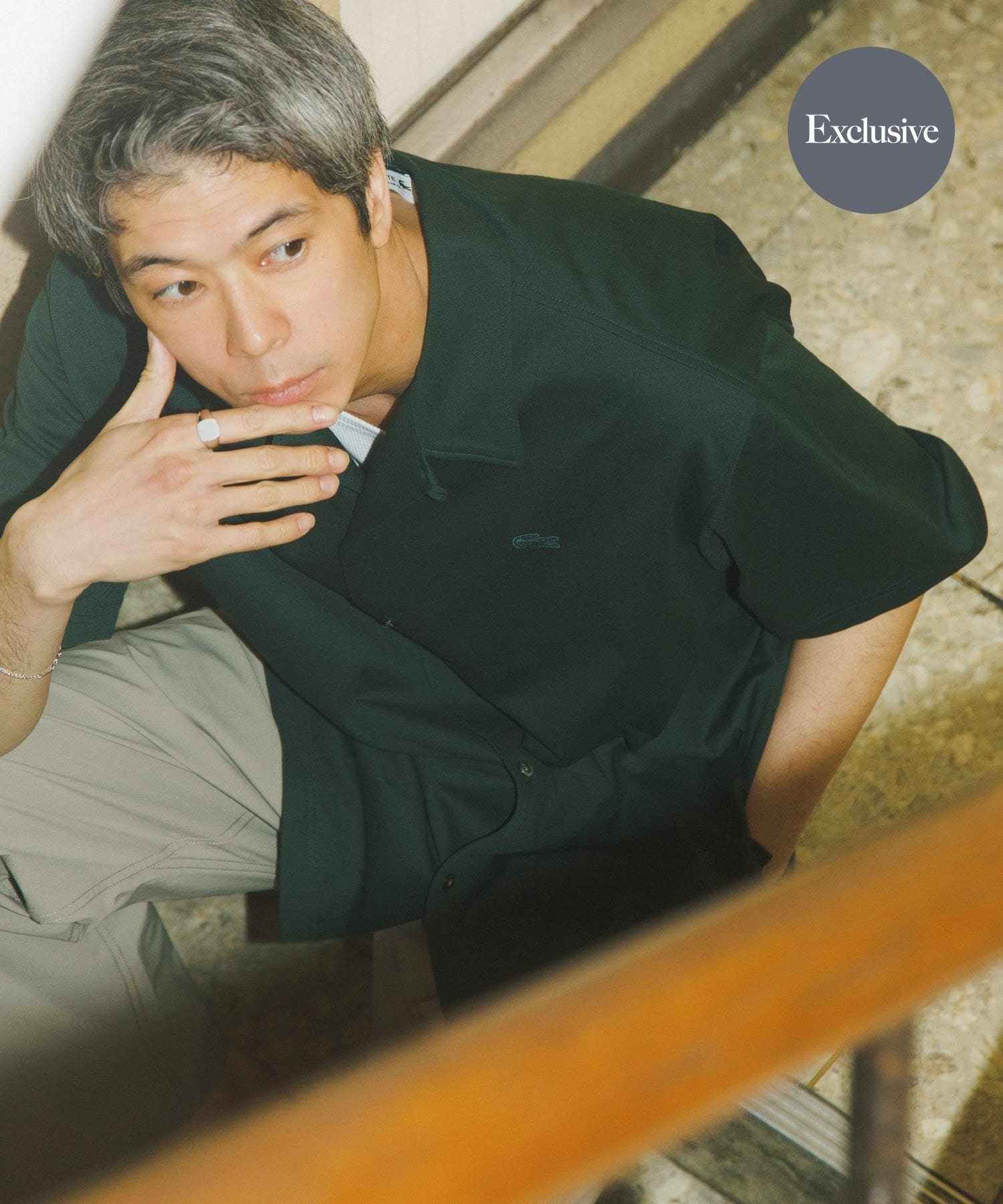 『別注』LACOSTE×URBAN RESEARCH FUNCTIONAL PIQUE OP SHIRTS アーバンリサーチ トップス シャツ・ブラウス ブラック ブラウン グリーン イエロー