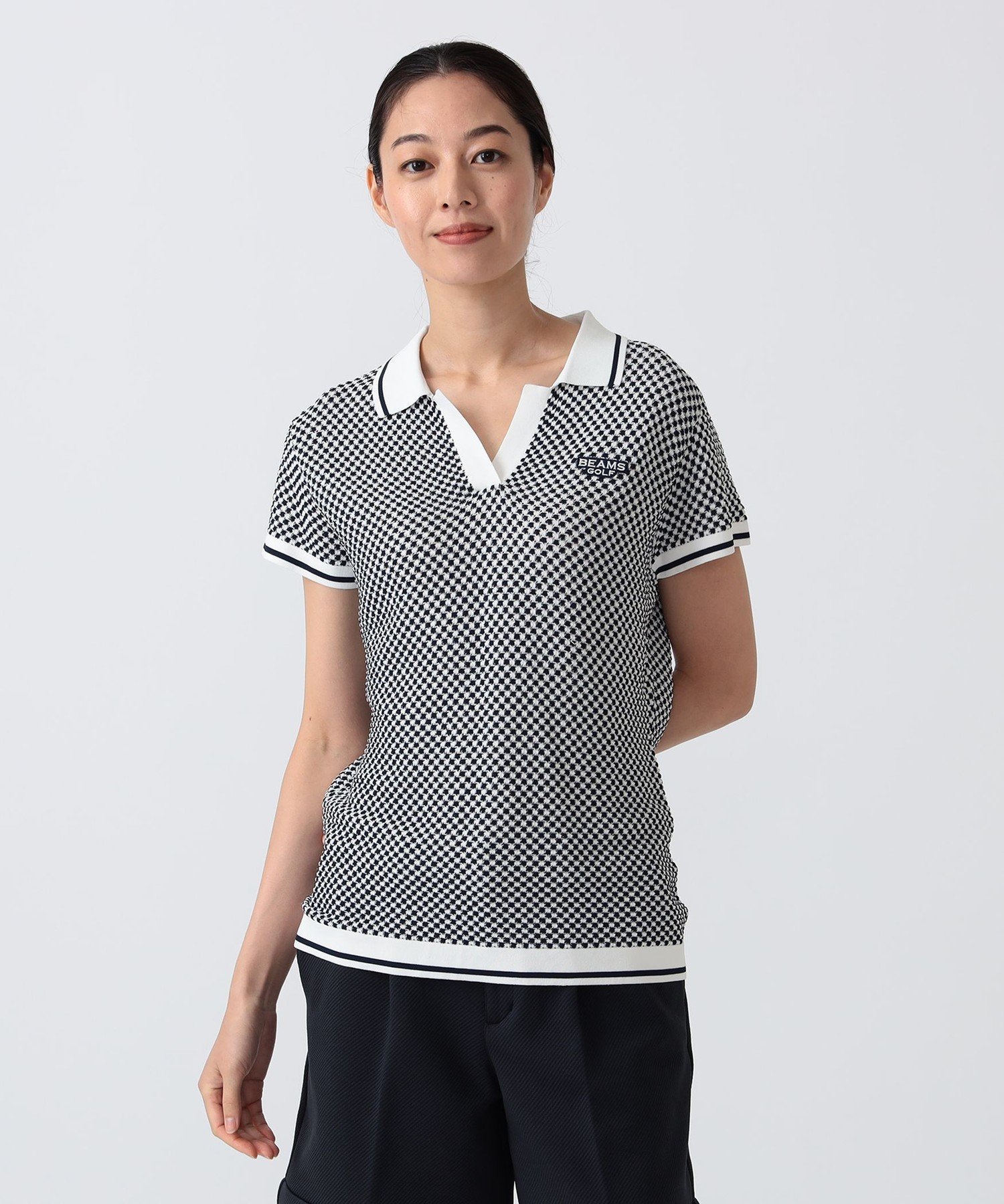BEAMS GOLF PURPLE LABEL PURPLE LABEL / スキッパー ニット ポロシャツ ビームス ゴルフ トップス スウェット・トレーナー ホワイト ネイビー【送料無料】