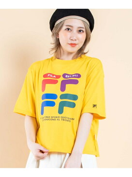 FILA (L)FILAレトロカラーロゴT ウィゴー カットソー Tシャツ イエロー ブラック ホワイト