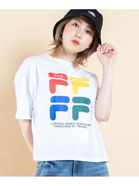 FILA (L)FILAレトロカラーロゴT ウィゴー カットソー Tシャツ イエロー ブラック ホワイト