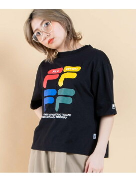 FILA (L)FILAレトロカラーロゴT ウィゴー カットソー Tシャツ イエロー ブラック ホワイト