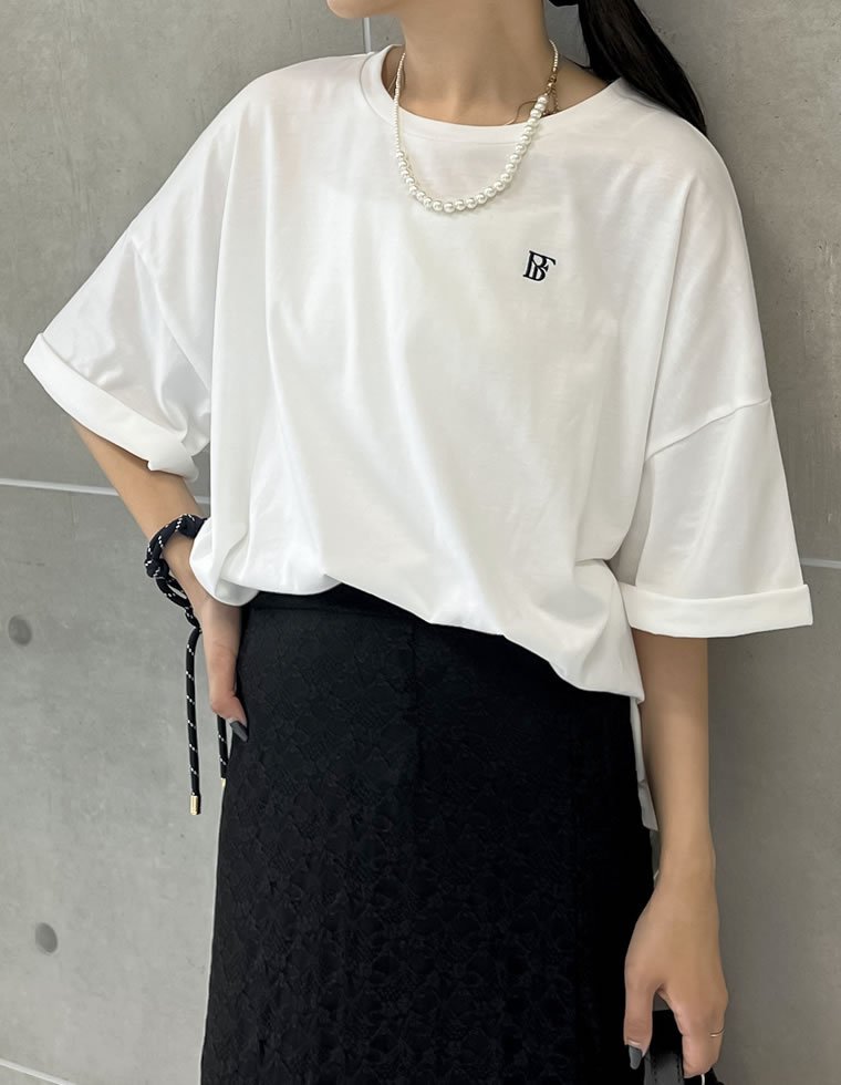Re:EDIT ワンポイント刺繍オーバーサイズTシャツ リエディ トップス カットソー・Tシャツ レッド ホワイト ネイビー stylife-15053525 Rakuten Fashion パッケージ画像