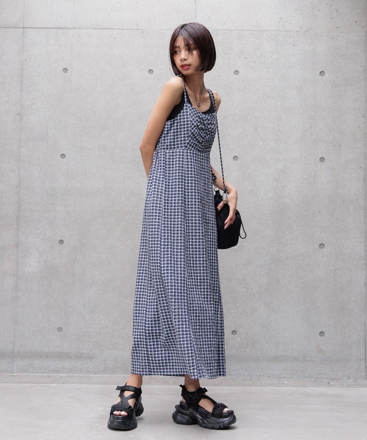 PAGEBOY チェックキャミワンピース ページボーイ ワンピース・ドレス ワンピース ブラウン ブラック