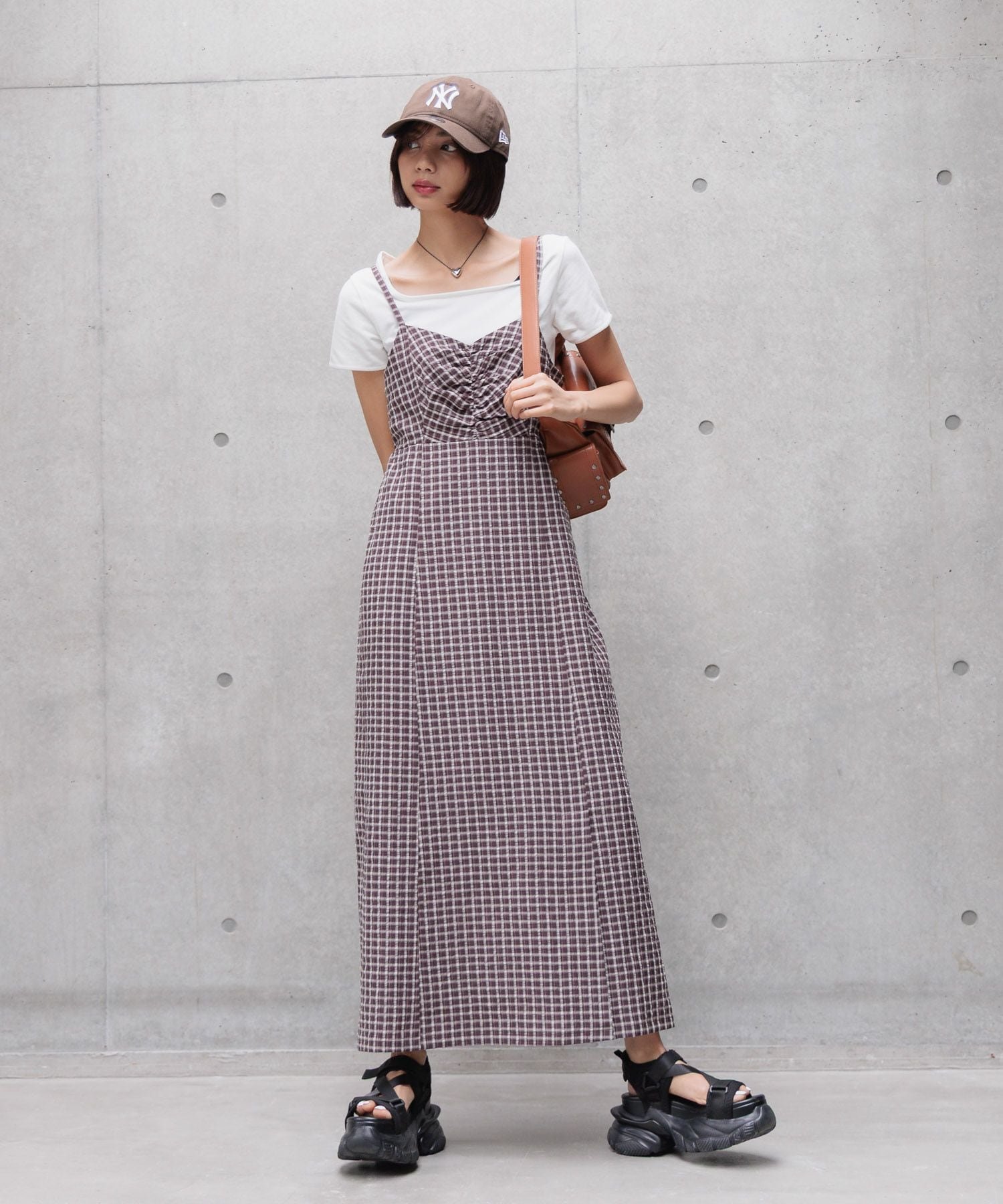 PAGEBOY チェックキャミワンピース ページボーイ ワンピース・ドレス ワンピース ブラウン ブラック